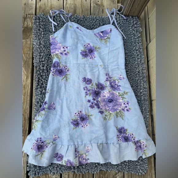 Forever 21 Dresses & Skirts - Forever 21  Linen Blue and Purple Ruffled Sundress